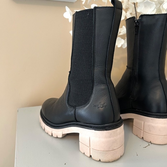 Bos&Co Brunas Black Mid-Calf Waterproof Leather Lug Sole Boot Size37/US6-6.5 - Picture 6 of 14